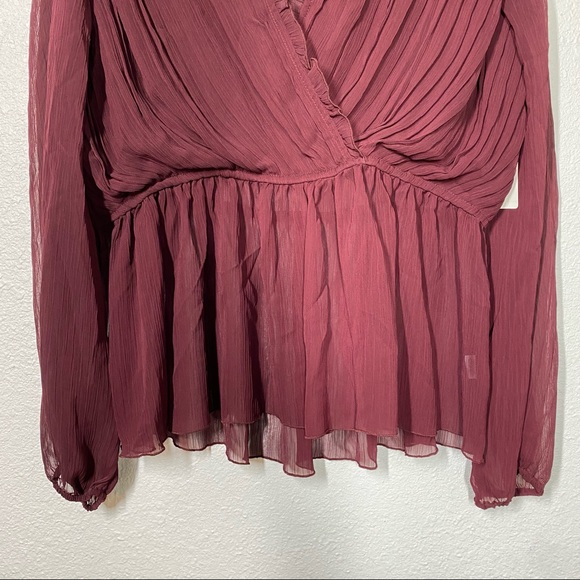 Belle Sky Sheer long sleeve peplum blouse NWT - Picture 4 of 9